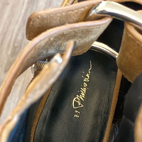 RARE NWT 3.1 PHILLIP LIM Addis Cutout Suede Leather Buckle Boot Tan Oak, Size 38 - Picture 11 of 12